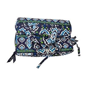 Vera Bradley Travel Case Hanging Organizer Ink Blue Jewelry Roll Hanging Bag